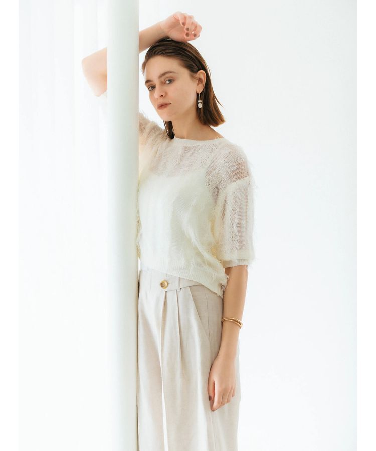 YECCA VECCA「2wayフリンジリボンニット」|ニット・セーター|