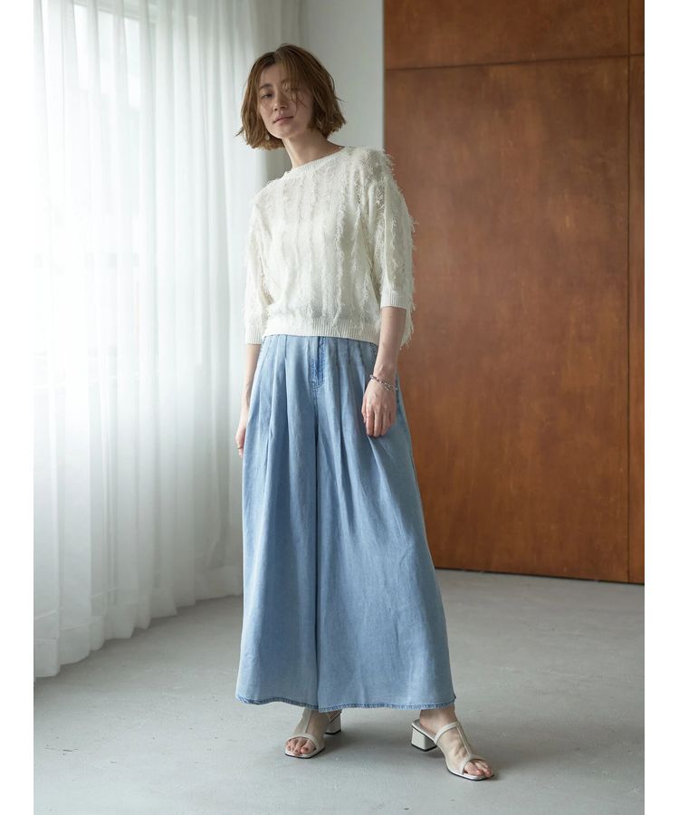 YECCA VECCA「2wayフリンジリボンニット」|ニット・セーター|