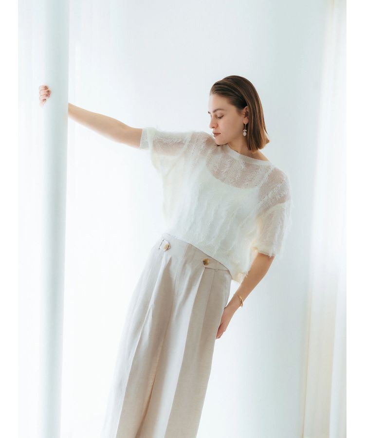 YECCA VECCA「2wayフリンジリボンニット」|ニット・セーター|