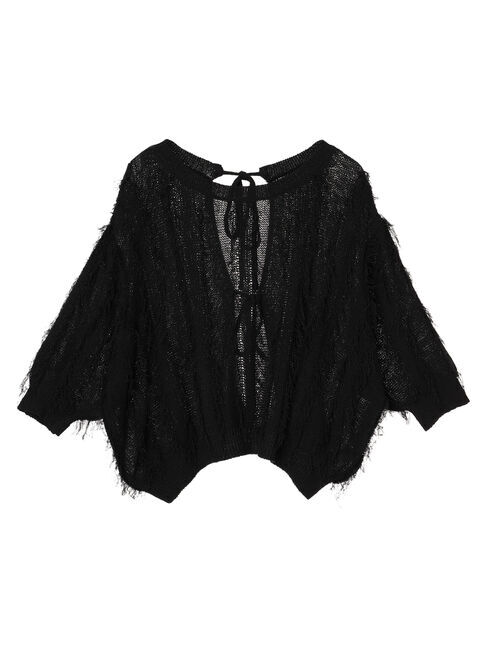 YECCA VECCA「2wayフリンジリボンニット」|ニット・セーター|