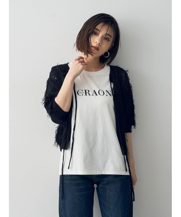 YECCA VECCA「2wayフリンジリボンニット」|ニット・セーター|Black