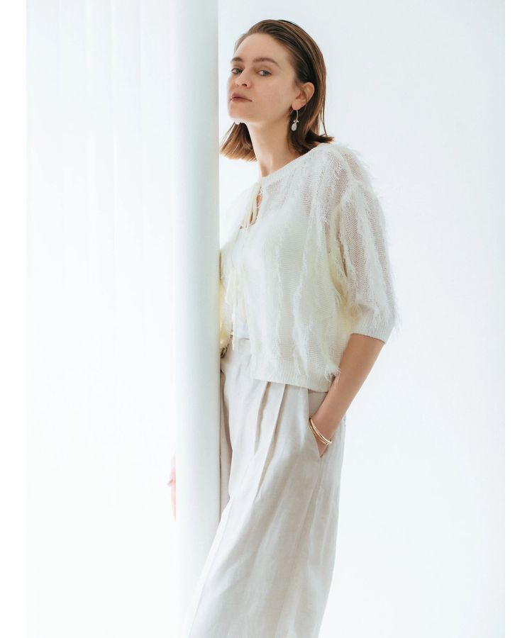 YECCA VECCA「2wayフリンジリボンニット」|ニット・セーター|