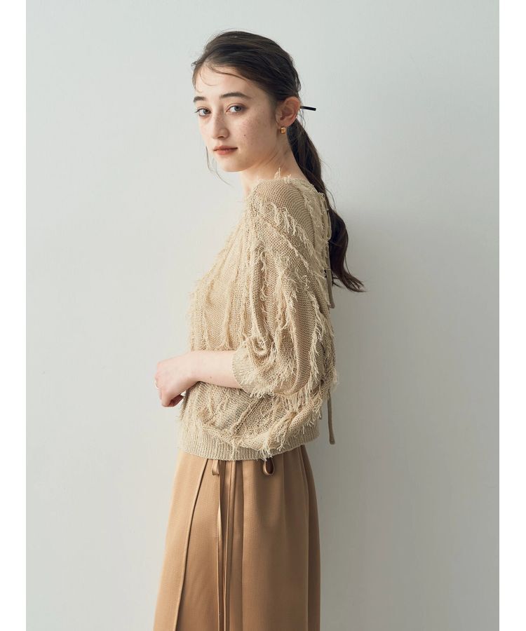 YECCA VECCA「2wayフリンジリボンニット」|ニット・セーター|