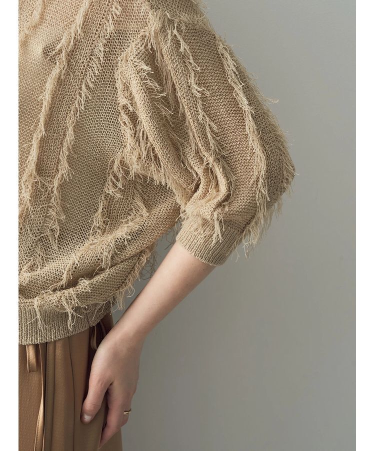 YECCA VECCA「2wayフリンジリボンニット」|ニット・セーター|