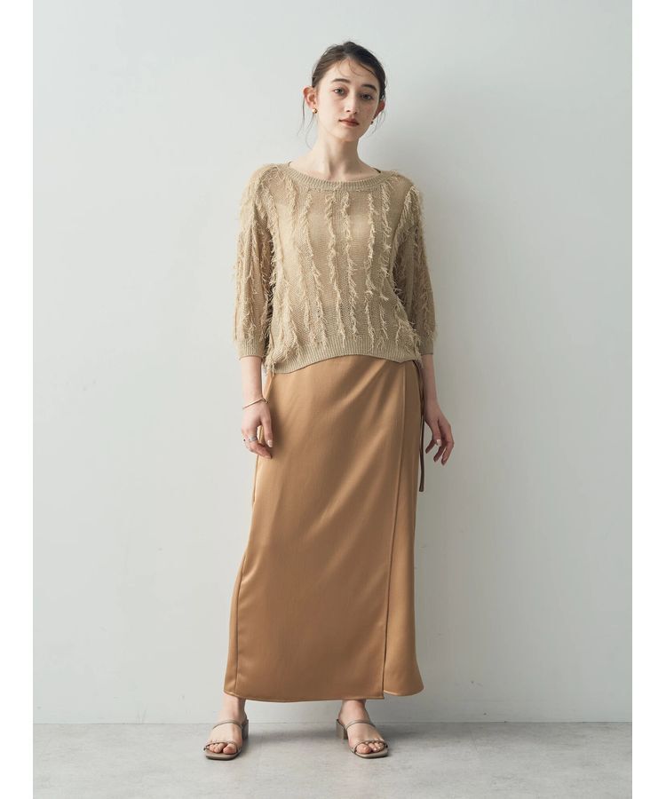 YECCA VECCA「2wayフリンジリボンニット」|ニット・セーター|