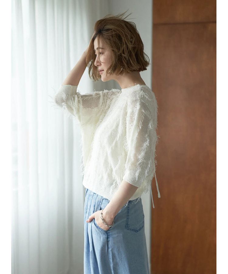 YECCA VECCA「2wayフリンジリボンニット」|ニット・セーター|