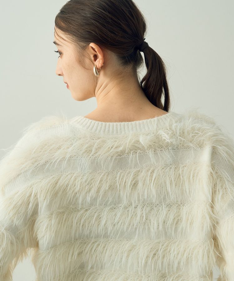 YECCA VECCA「フェザーボーダーニット」|ニット・セーター|