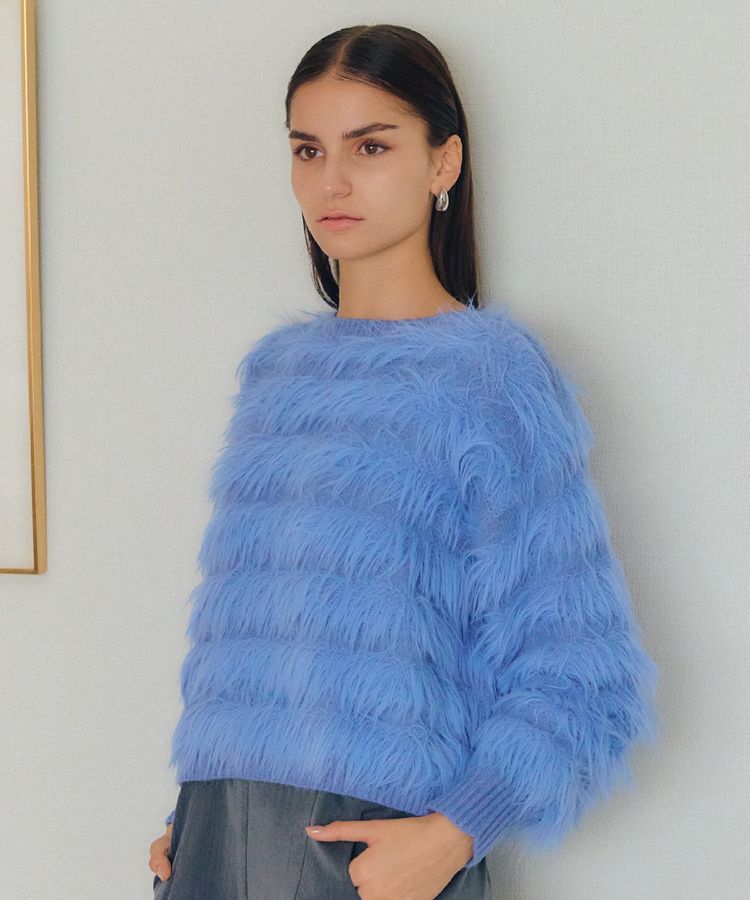 YECCA VECCA「フェザーボーダーニット」|ニット・セーター|