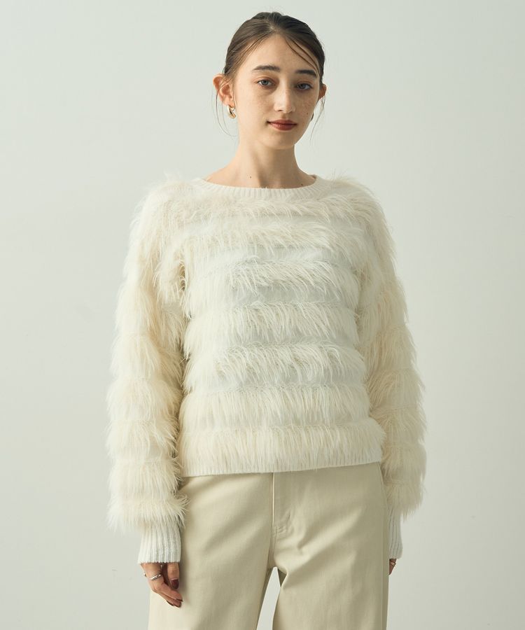 YECCA VECCA「フェザーボーダーニット」|ニット・セーター|