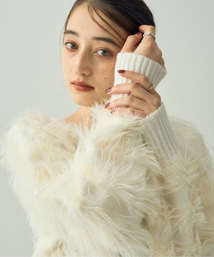 YECCA VECCA「フェザーボーダーニット」|ニット・セーター|