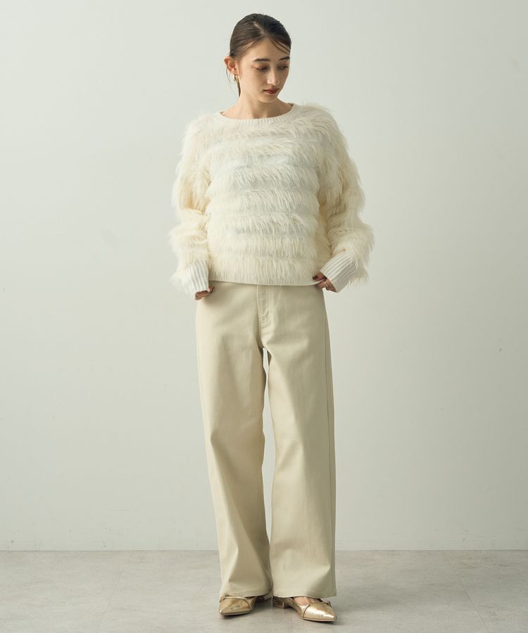 YECCA VECCA「フェザーボーダーニット」|ニット・セーター|