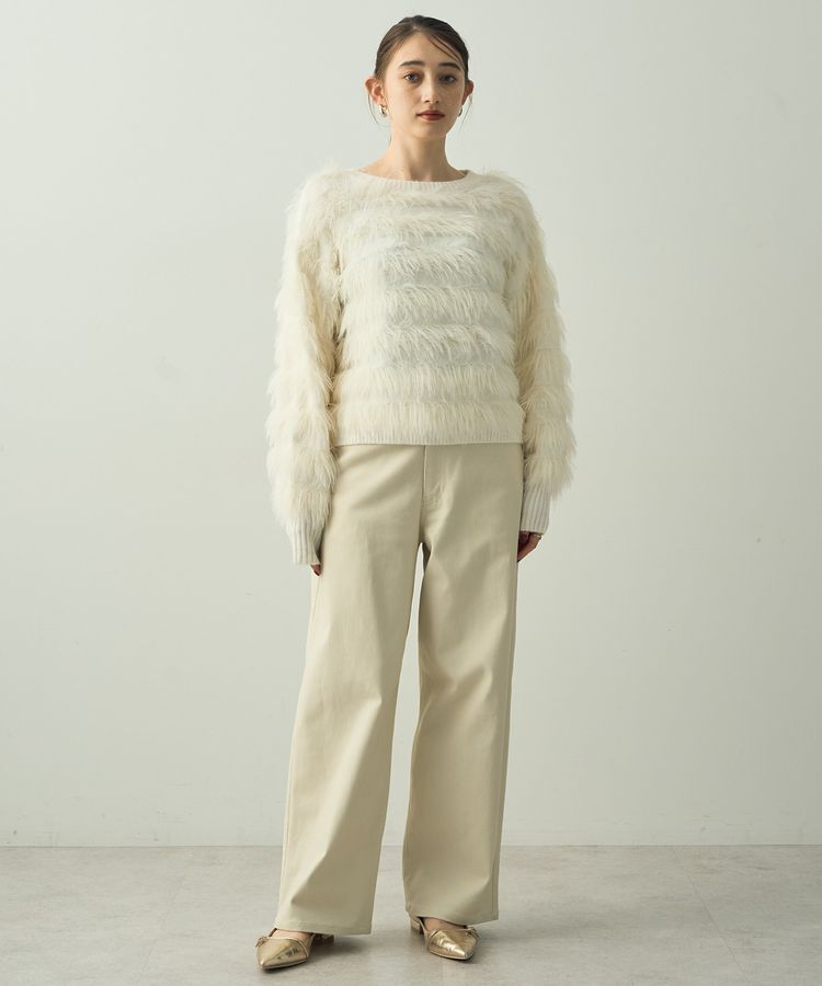 YECCA VECCA「フェザーボーダーニット」|ニット・セーター|