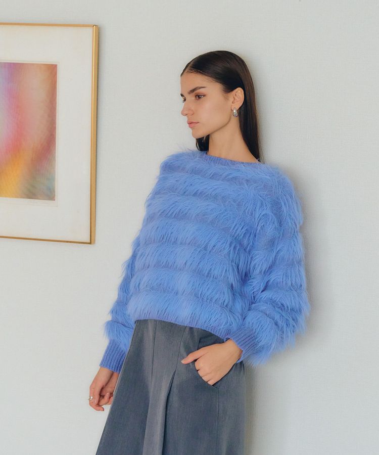 YECCA VECCA「フェザーボーダーニット」|ニット・セーター|