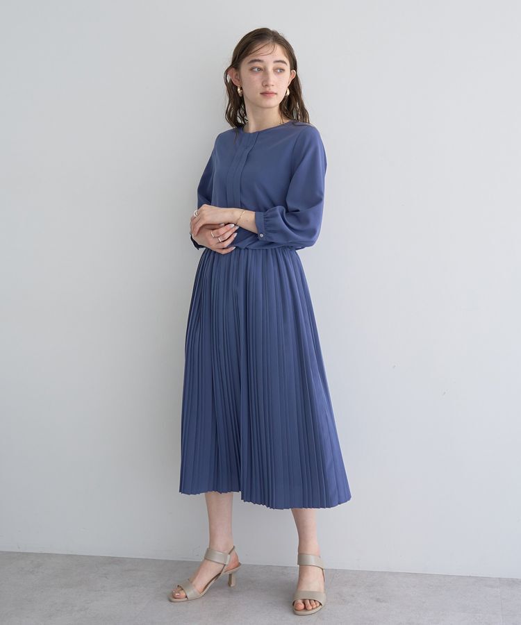 YECCA VECCA「ジョーゼットプリーツワンピース」|ワンピース|Blue