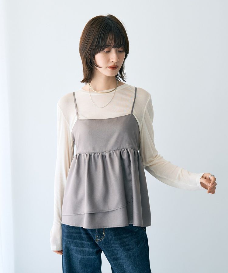 YECCA VECCA「シャイニーオーバーキャミ」|キャミソール|