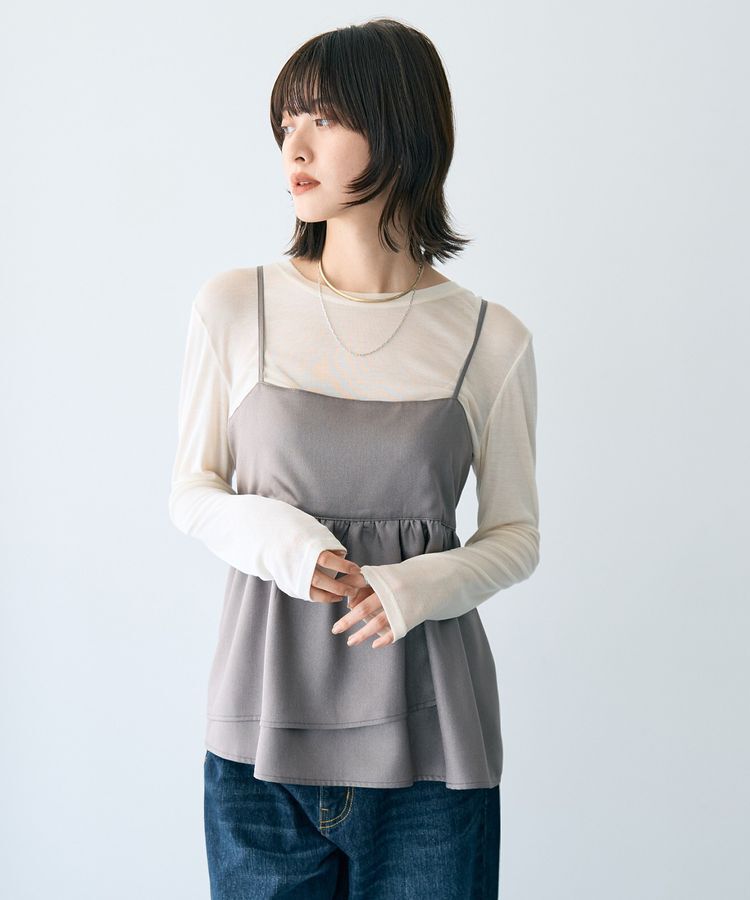 YECCA VECCA「シャイニーオーバーキャミ」|キャミソール|