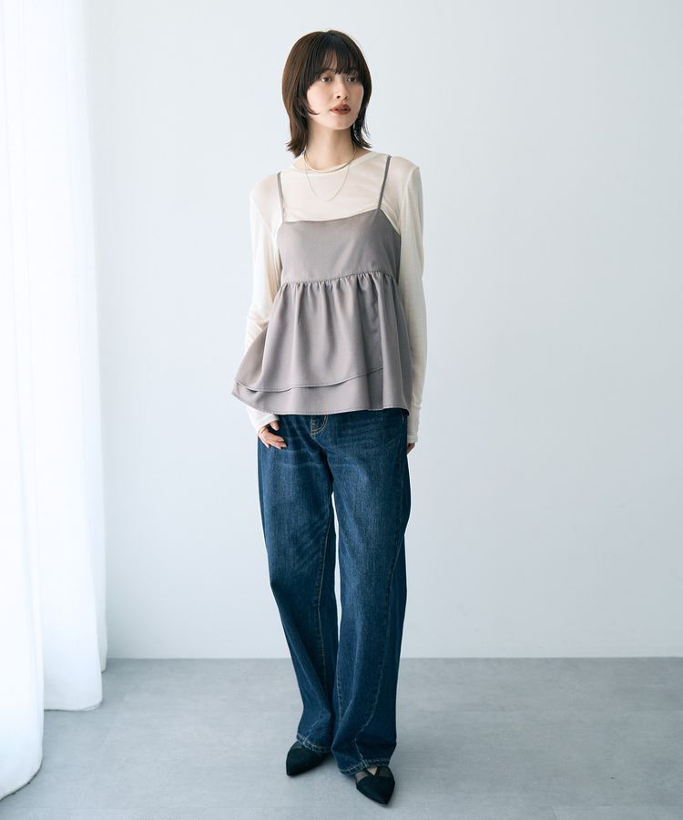 YECCA VECCA「シャイニーオーバーキャミ」|キャミソール|