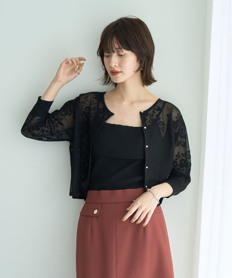 YECCA VECCA「【2点SET】インナーセットレース柄カーディガン」|カーディガン|