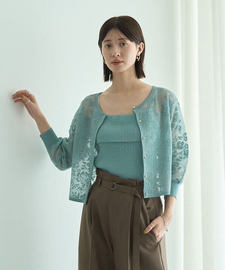 YECCA VECCA「【2点SET】インナーセットレース柄カーディガン」|カーディガン|
