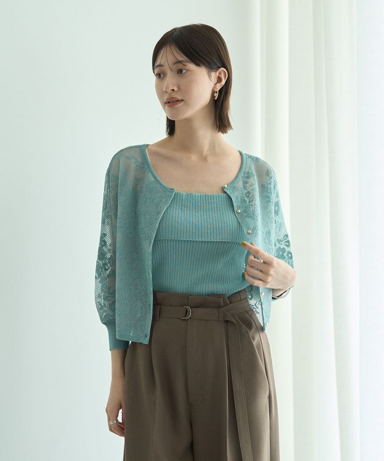 YECCA VECCA「【2点SET】インナーセットレース柄カーディガン」|カーディガン|