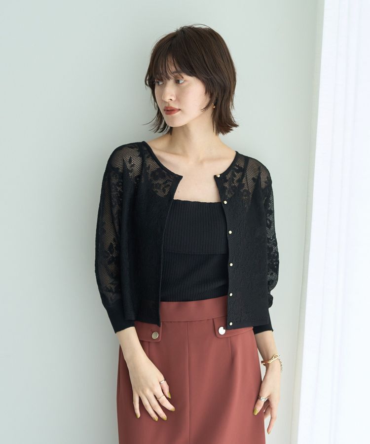 YECCA VECCA「【2点SET】インナーセットレース柄カーディガン」|カーディガン|