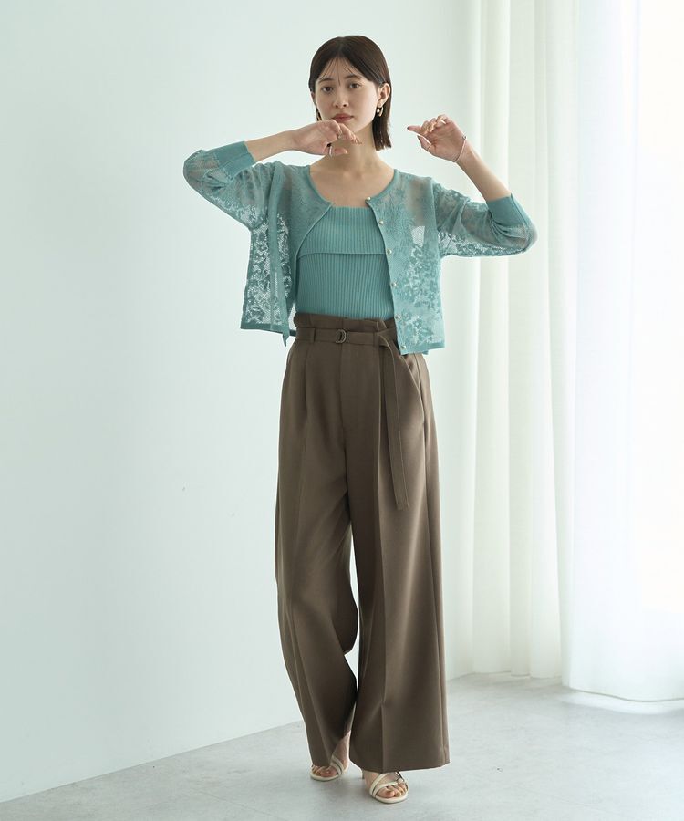 YECCA VECCA「【2点SET】インナーセットレース柄カーディガン」|カーディガン|