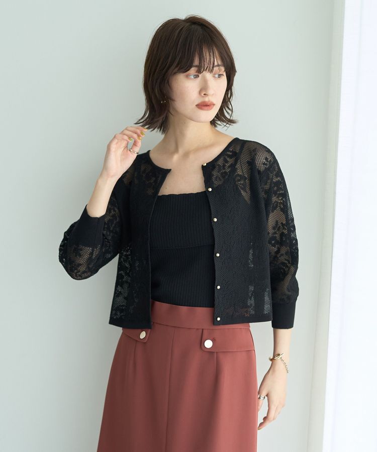 YECCA VECCA「【2点SET】インナーセットレース柄カーディガン」|カーディガン|