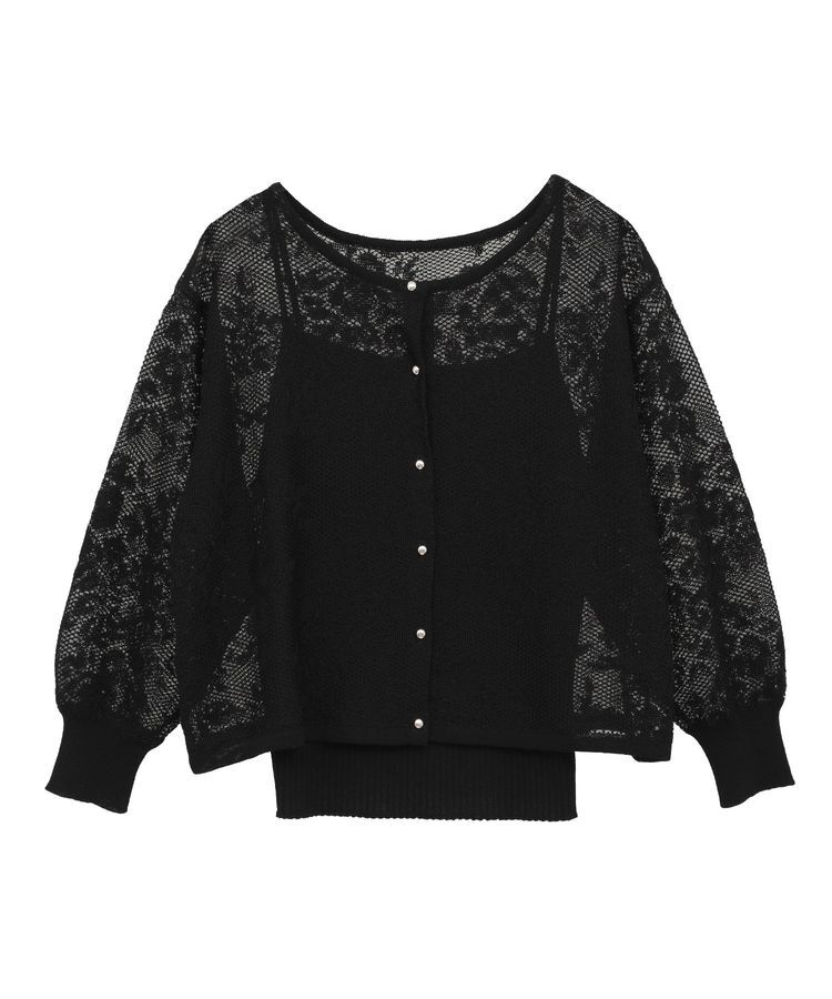 YECCA VECCA「【2点SET】インナーセットレース柄カーディガン」|カーディガン|