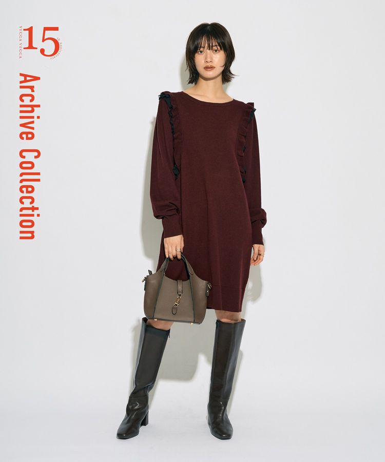 YECCA VECCA「【archive】ラッフルニットワンピース」|ワンピース|Bordeaux