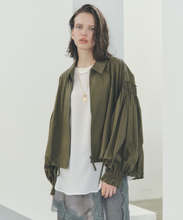 Editt by YECCA VECCA「ボリュームギャザーデザインZIPブルゾン」|ブルゾン・スタジャン|