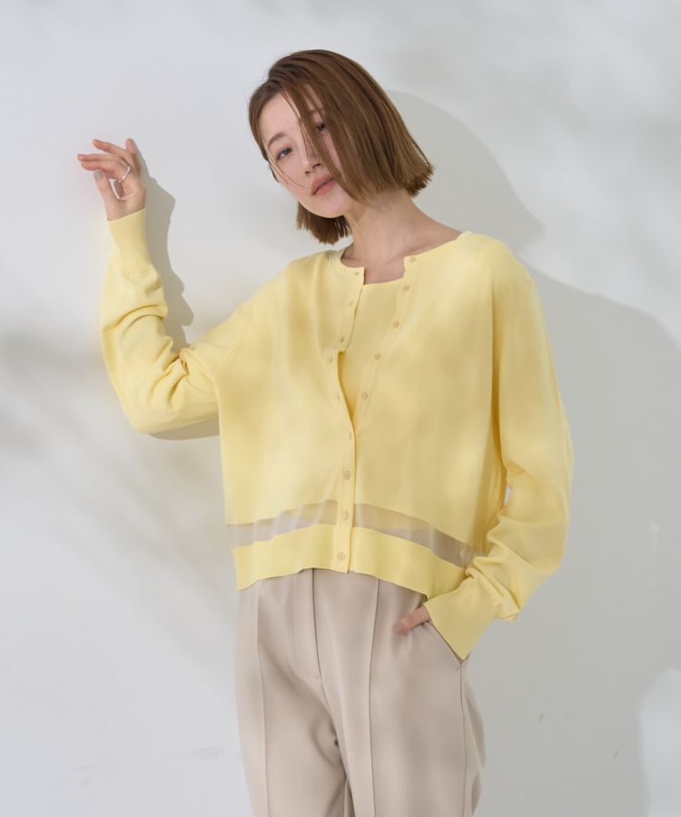 YECCA VECCA「シアーMIXカーディガン」|カーディガン|Yellow