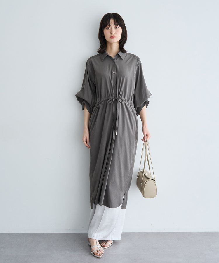 YECCA VECCA「UVカット2way袖バルーンワンピース」|ワンピース|Charcoal Gray