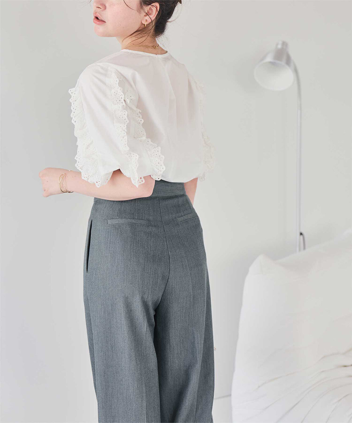 ur's「ラップ風デザインハイウエストパンツ」|スラックス|