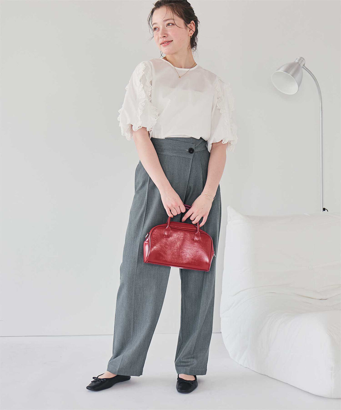 ur's「ラップ風デザインハイウエストパンツ」|スラックス|