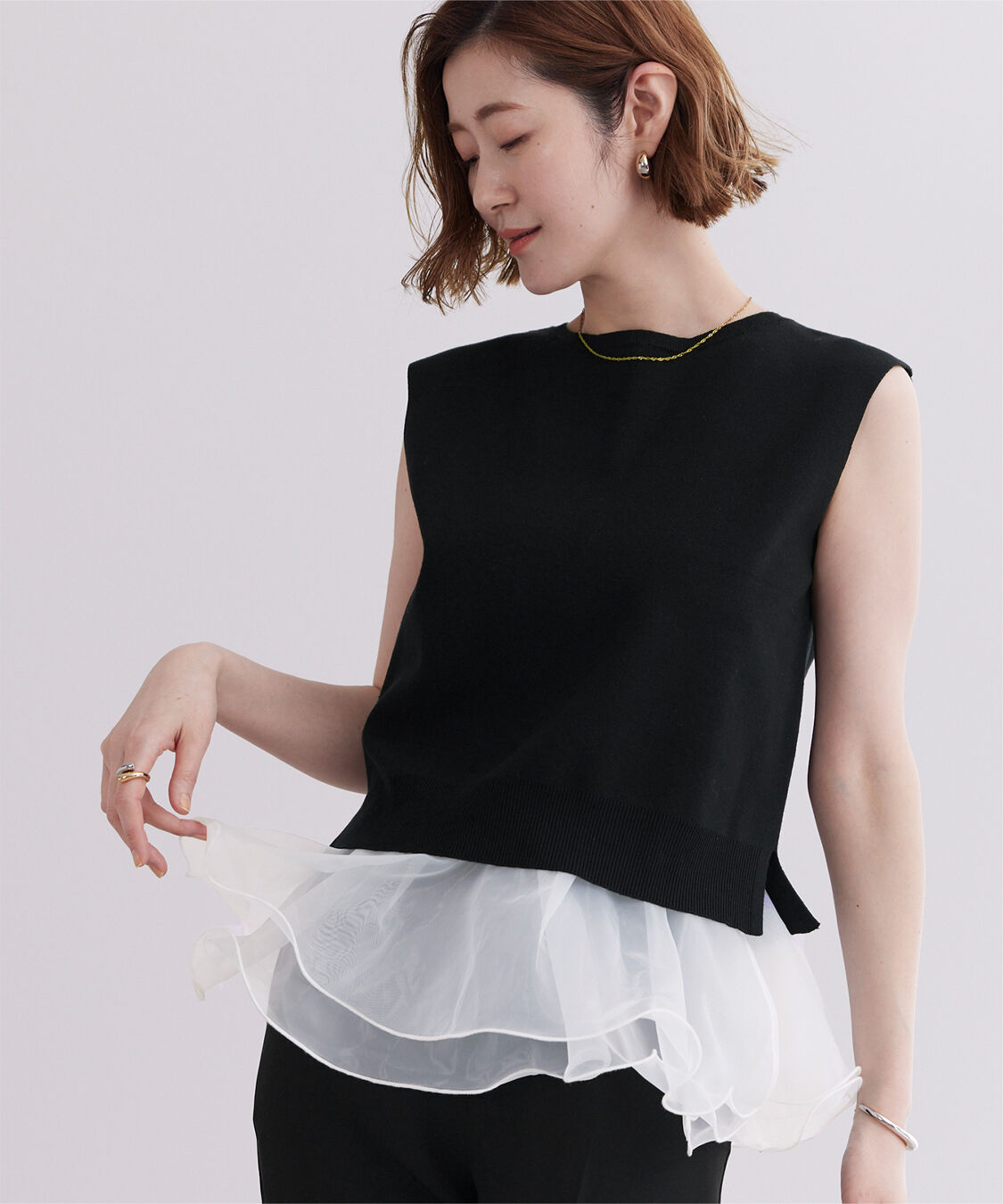 ur's「フレアベルト付ニットプルオーバー」|ニット・セーター|ブラック