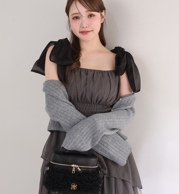  「肩リボンティアードキャミワンピ」|ワンピース|