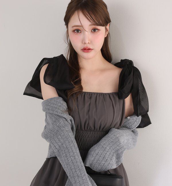  「肩リボンティアードキャミワンピ」|ワンピース|