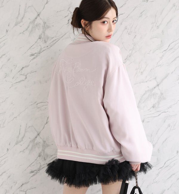  「ロゴ入りスカジャン」|ダウンベスト・ベスト|ピンク