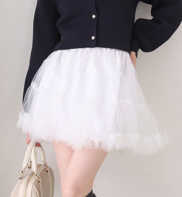  「チュールティアードミ二スカート」|スカート|