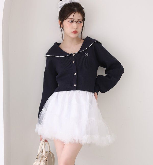  「チュールティアードミ二スカート」|スカート|