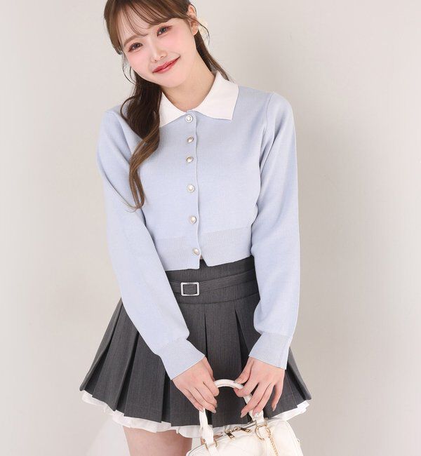  「ベルト付きレイヤードプリーツミニスカート」|スカート|