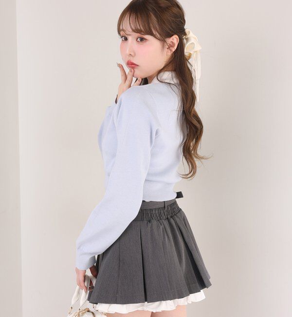  「ベルト付きレイヤードプリーツミニスカート」|スカート|