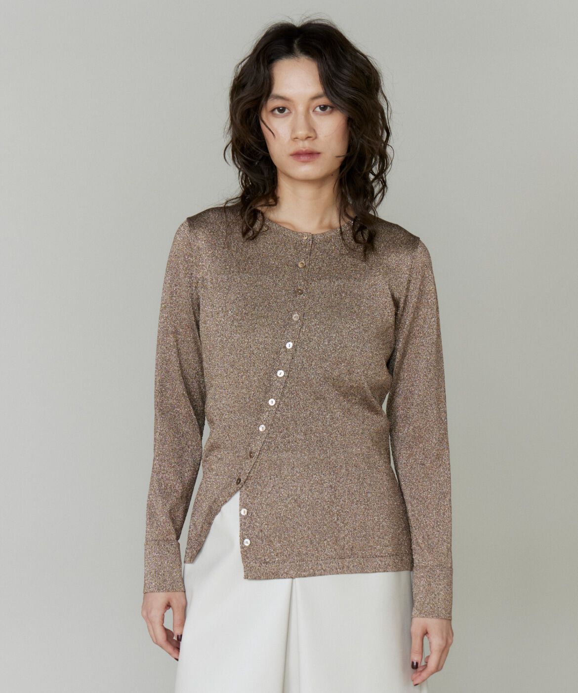 la veille by SUPERIOR CLOSET「アシンメトリーラメカーディガン」|カーディガン|