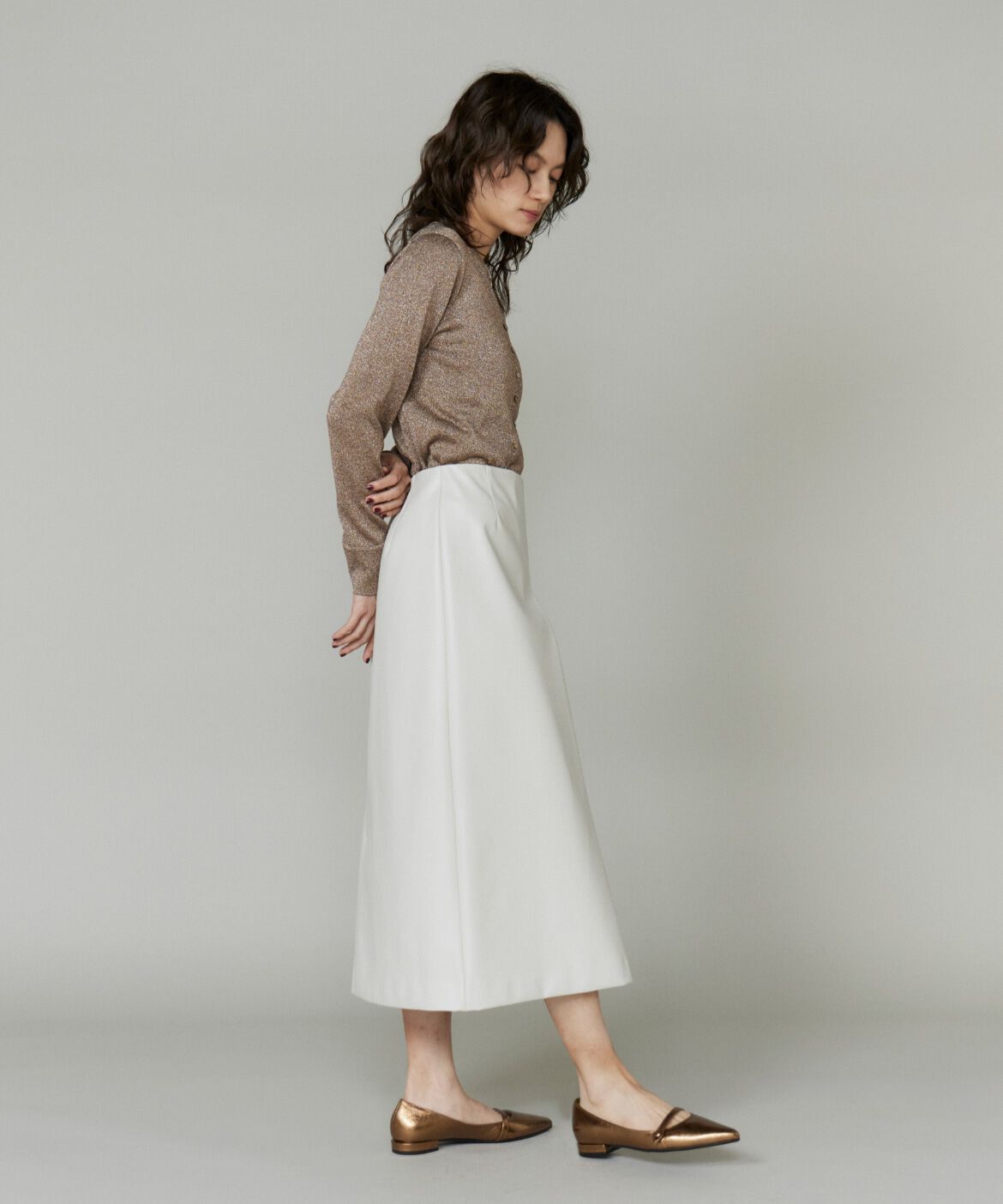 la veille by SUPERIOR CLOSET「アシンメトリーラメカーディガン」|カーディガン|