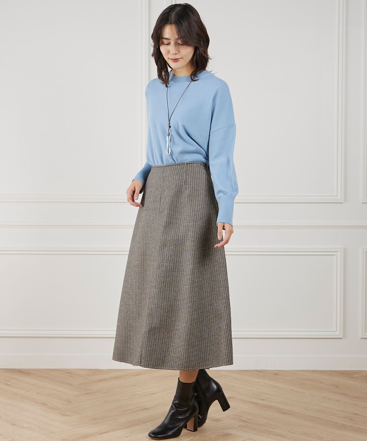 INED「《大きいサイズ》ダブルフェイスAラインスカート」|フレア|