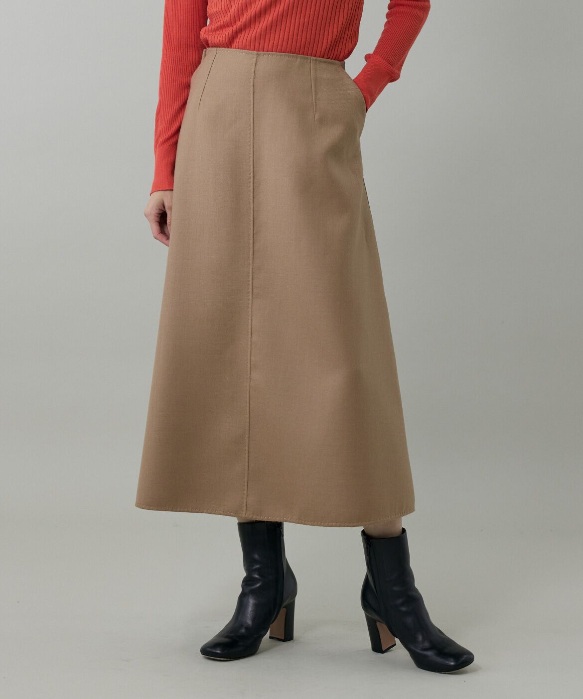 INED「《大きいサイズ》ダブルフェイスAラインスカート」|フレア|