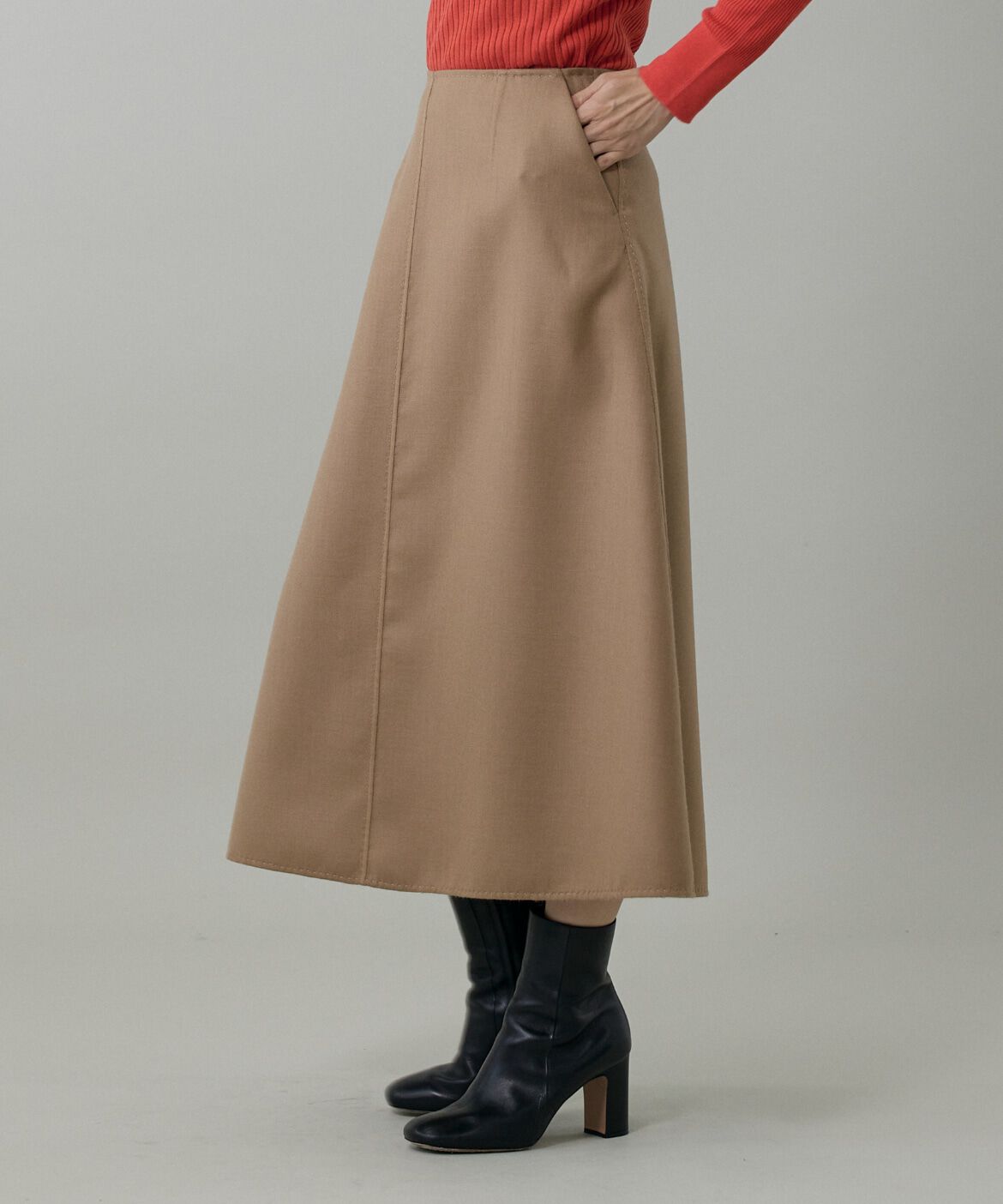INED「《大きいサイズ》ダブルフェイスAラインスカート」|フレア|