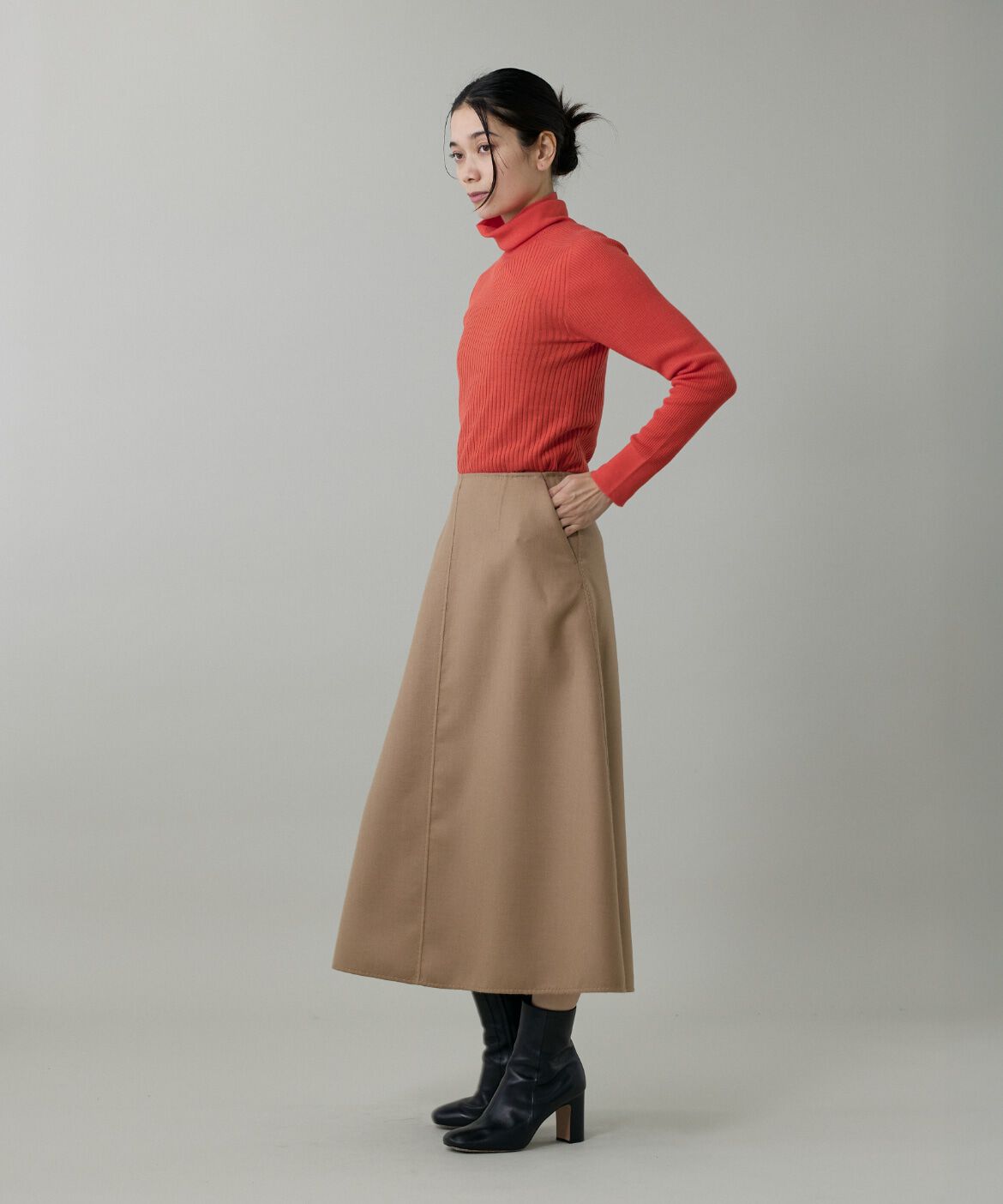 INED「《大きいサイズ》ダブルフェイスAラインスカート」|フレア|