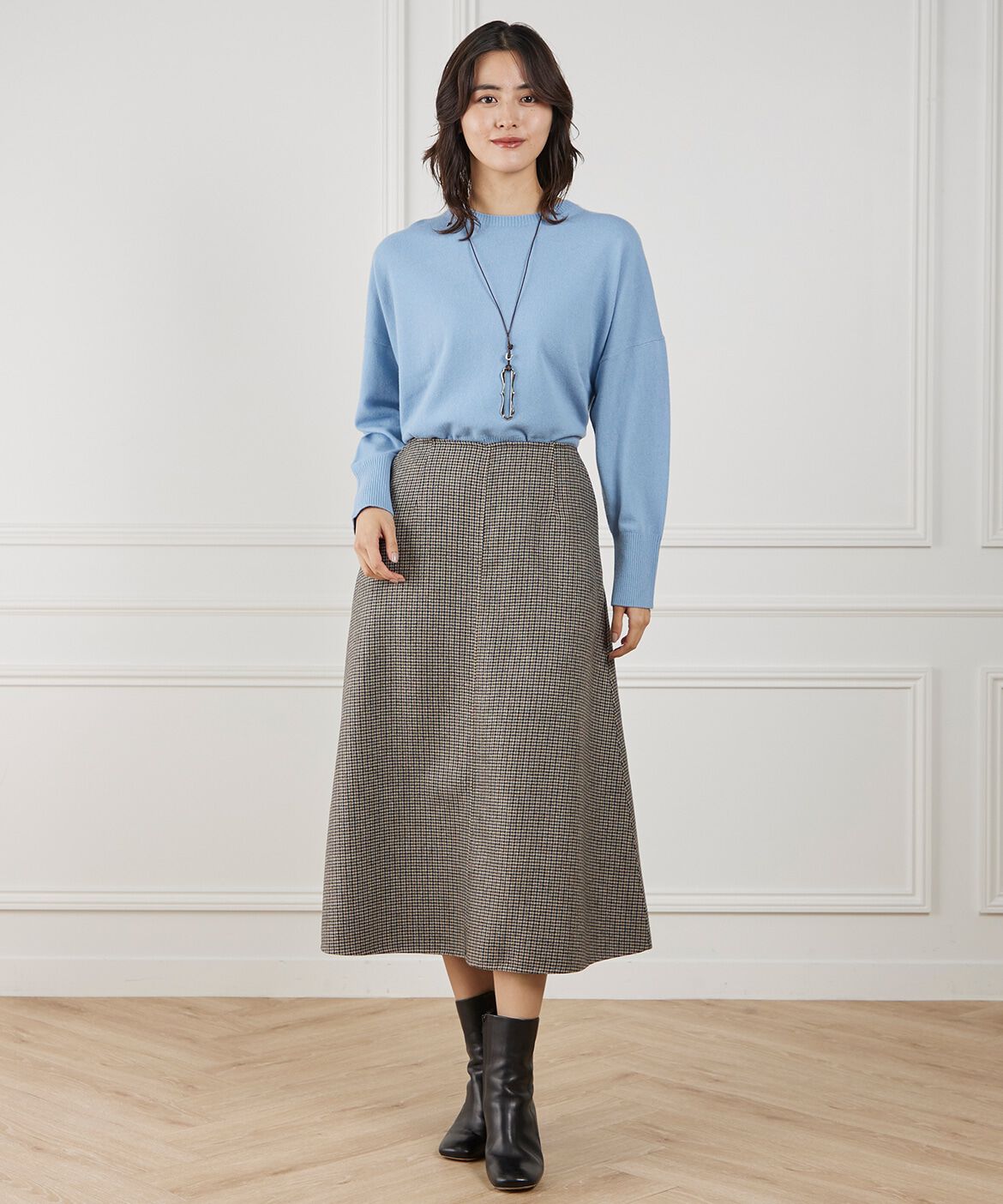 INED「《大きいサイズ》ダブルフェイスAラインスカート」|フレア|