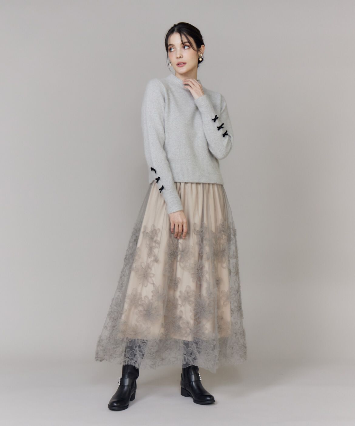 Maglie le cassetto「ベロアリボンフォックスプルオーバー」|ニット・セーター|